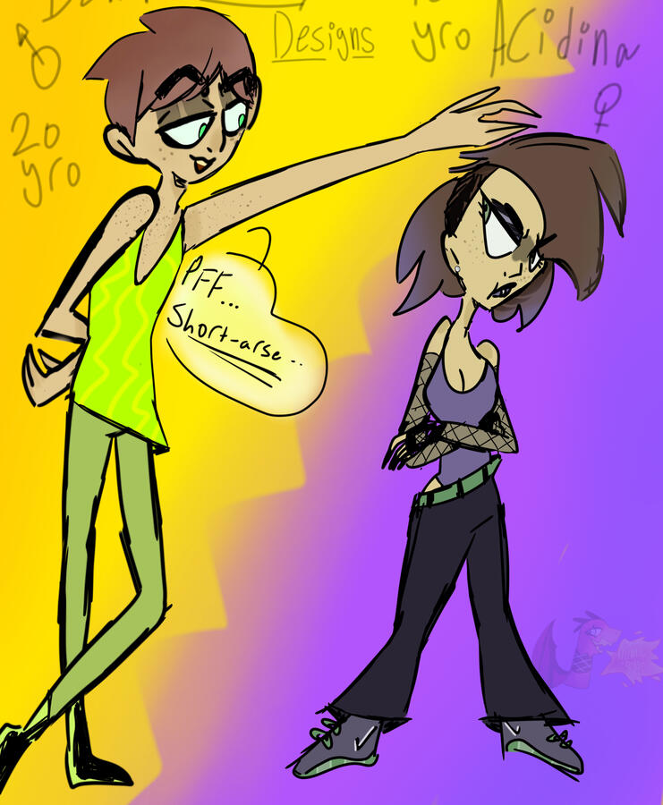 Colored sketch character designs