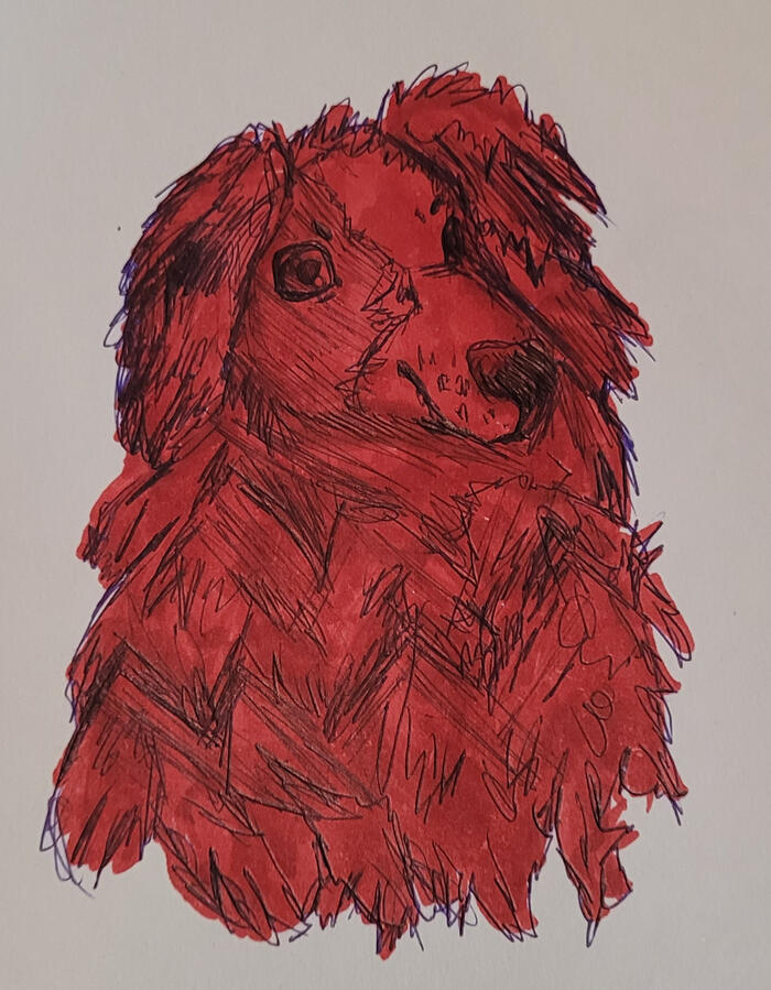 One color marker pen sketch