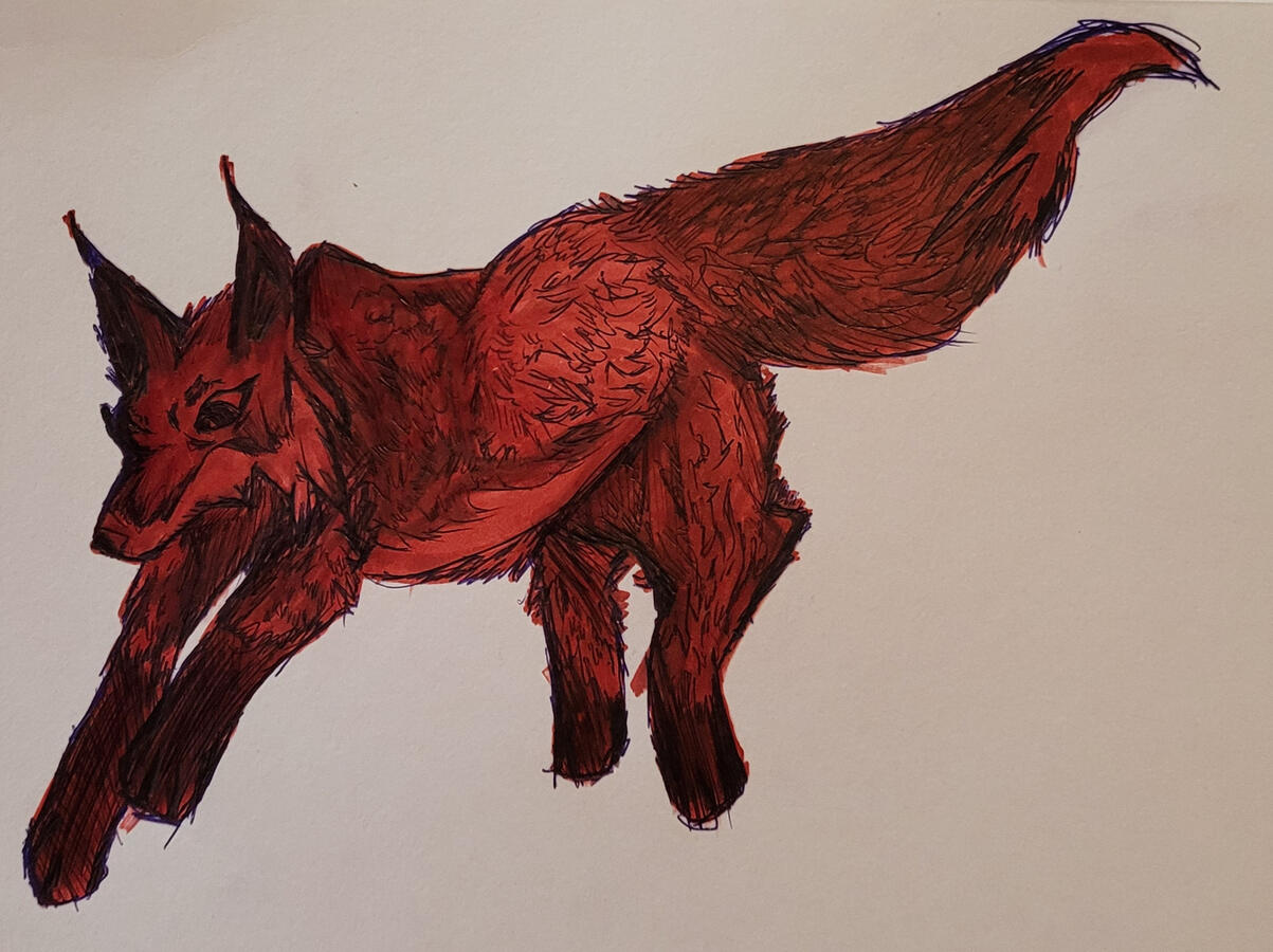 One color marker pen sketch